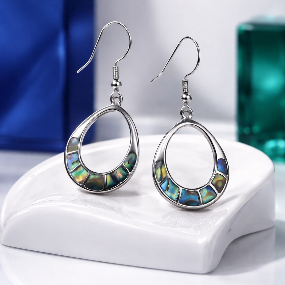 925 Silver Mosaic Abalone Shell Earrings